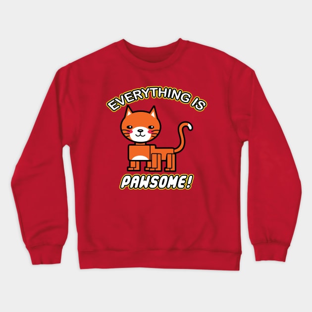 Cute Funny Brick Toy Cat Funny Saying Meme For Cat Lovers Crewneck Sweatshirt by Keira's Art